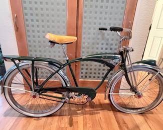 Lot #83 1949 Schwinn Phantom Balloon Tire Cruiser Bicycle – Original Green Survivor – Serial No. C5897 – Classic Vintage Cruiser