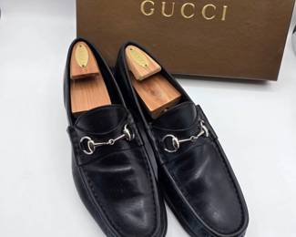 Lot #167 Authentic Gucci Horsebit Leather Loafers Size 10 (EU 43) | Black Italian Designer Dress Shoes with Box & Shoe Trees