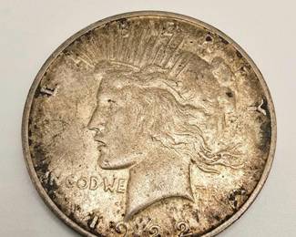 Lot #62 1922 Peace Silver Dollar Coin – 90% Silver U.S. Dollar Collectible Vintage American Currency