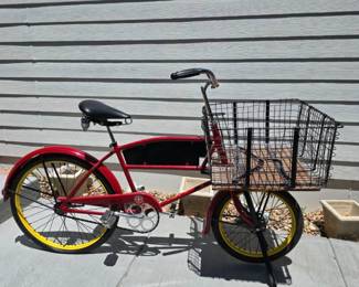 Lot #92 Vintage 1964 Schwinn Cycle Truck Utility Bicycle – Original Red Delivery Bike with Front Cargo Carrier Serial No. K41497