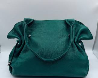 Lot #188 Furla Genuine Leather Tote Handbag – Emerald Green Italian Designer Shoulder Bag