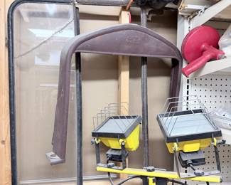 Lot #317 Vintage Ford Model A Parts Lot – Windshield Frame, Cowl Panel, Shop Lights & Antique Auto Restoration Parts