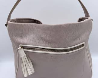 Lot #186 Kate Spade New York Pebbled Leather Hobo Handbag – Blush Pink Designer Shoulder Bag with Tassel Accent