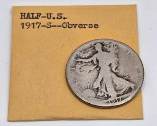 Lot #25 1917-S Walking Liberty Half Dollar Silver Coin – Better Date San Francisco Mint U.S. 50C Collectible