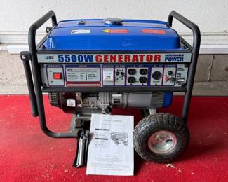 Lot #301 5500-Watt Portable Generator with Wheel Kit & Owner's Manual – Gas Powered Emergency Backup Generator