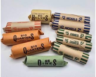 Lot #69 Unsearched Bank-Wrapped Coin Roll Collection – Quarters, Dimes, Nickels & Half Dollars