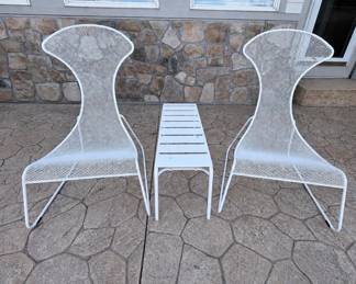 Lot #140 Rare IKEA PS 2012 Outdoor Lounge Set by Wiebke Braasch | (2) Easy Chairs & Matching Side Table | Scandinavian Modern De
