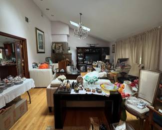 Main living room, upon entrance. We are working on moving things around. This room will hold the most valuable items.