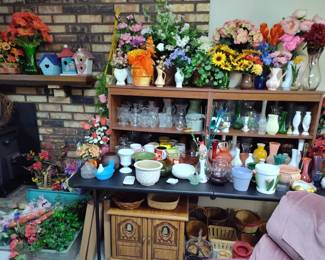 vases, pots, faux floral arrangements