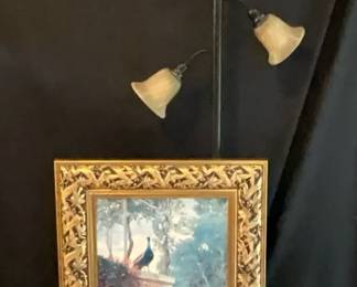 Dugasseau Chiens Print  Torchiere Floor Lamp