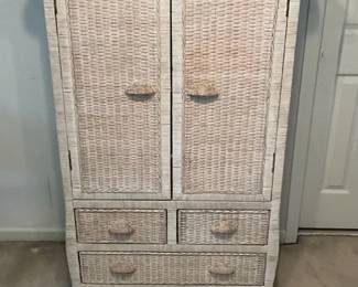 White Wicker Armoire