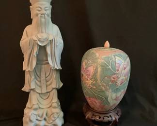 Porcelain Chinese Figure  Butterfly Ginger Jar