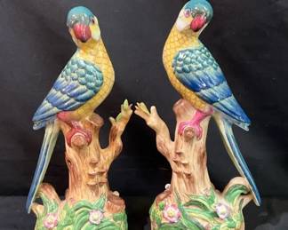Handpainted Ceramic Parrots