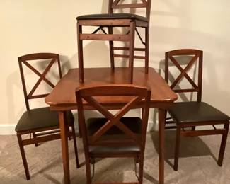 Stakmore Table  Cosco Foldable Chairs