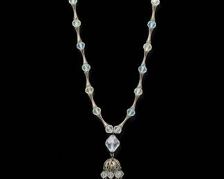Vintage Aurora Borealis Crystal Tassel Necklace