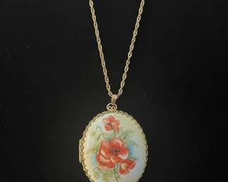 Alice Marak HandPainted Floral Pendant Necklace