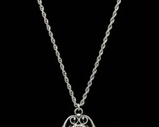 Vintage Whiting Davis Sterling Silver Hematite Pendant Necklace