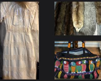 Vintage Wedding Dress, Furs and Sample of the Totes