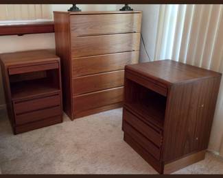 Modernist Bedroom Set Has Matching Dresser and Mirror
