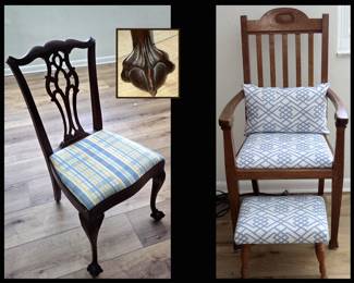 Antique Chairs and Footstool