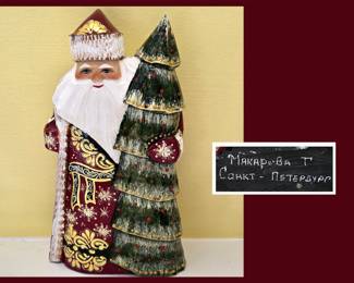 Russian Carved Santa Signed. There are A Lot of Nice Christmas Items 