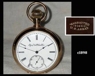 14K Gold Antique Elgin Pocket Watch c1898