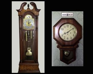 Colonial Grandfather Clock and Herman Miller Wall Clock