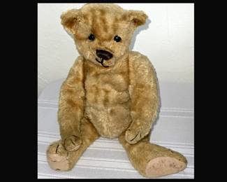 Antique Well Loved Teddy Bear with Some Excelsior Missing, Still So Cute!