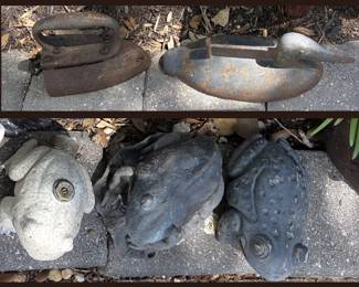 Antique Iron, Duck Boot Scraper and Frogs