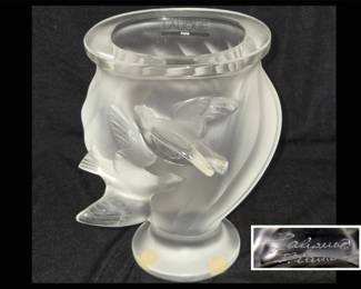 Lalique Rosine Frosted Glass Vase