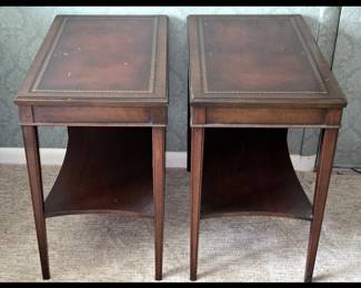 Pair of Vintage Leather Top Tables