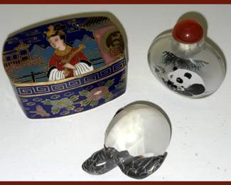 Small Cloisonne Box, Panda Snuff Box and Little Turtle