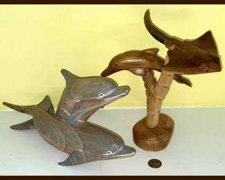 Wooden Dolphin Sculptures