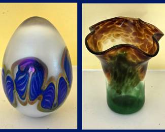 Stuart Abelman Style Egg and Cased Glass Vase