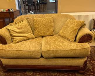 Tan Loveseat  Throw Pillows