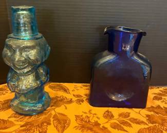 Teaira, Indiana Glass Jolly Mountaineer Decanter And A Blanco Art Glass Picture