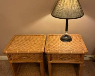 Wicker End Tables  Lamp