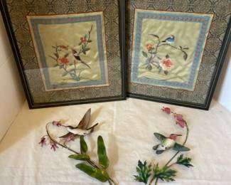 Embroidered Silk  Birds