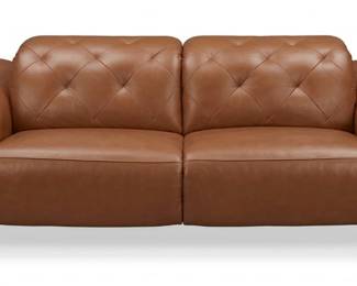 Cognac Tufted Leather Recliner