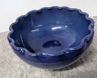 Cobalt Ceramic Fluted Bowl