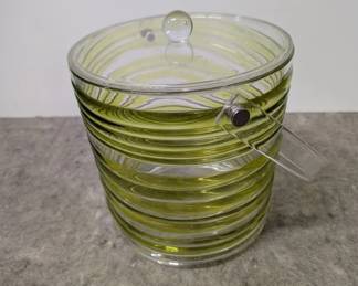 Mid Century Green Swirl Acrylic Ice Bucket
