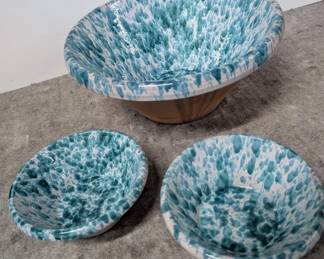 Italian Glazed Terracotta Salad Bowl Set