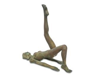 130 Victor Salmones (1937-1989, Mexican) "Lineas" Verdigris patinated bronze Edition: 10/10 Signed and numbered in the casting: VICTOR SALMONES 44.75" H x 46" W x 15" D Estimate: $1,500 - $2,500