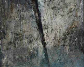253 Victor Hugo Zayas (b. 1961, Mexican-American) Untitled, 1989 Acrylic on canvas Appears unsigned; dated on a gallery label affixed to the frame's backing board Sight: 69" H x 47.5" W Estimate: $400 - $600