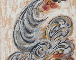 111 Jesús Reyes (Chucho) Ferreira (1882-1977, Mexican) Rooster Aniline pigments on tissue paper Signed lower center: J. Reyes Ferreira 29" H x 19" W Estimate: $2,500 - $3,500