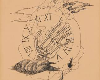146 Roberto Montenegro (1885-1968, Mexican) "Hora Única" Ink and pencil on cream paper Signed with conjoined initials lower left: RM; titled in pencil lower right Sight: 9.75" H x 7.5" W Estimate: $700 - $1,000