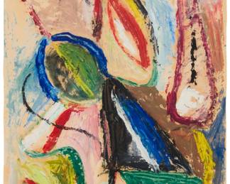 86 Esteban Lisa (1895-1983, Spanish/Argentinian) Abstract, 1957 Oil on paper Signed and dated lower left: Lisa / 8-11-1957 Image/Sheet: 13.25" H x 8.25" W Estimate: $1,000 - $1,500