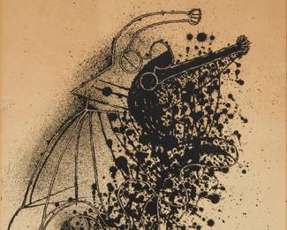 162 After Rufino Tamayo (1899-1991, Mexican) "The Dancer" Lithograph on cream paper From the edition of unknown size and date Signed as part of the image lower left Image: 12.5" H x 11" W; Sight: 13.125" H x 11.125" W Estimate: $300 - $500
