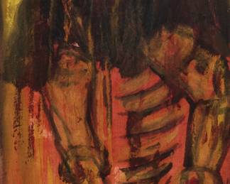 112 Jesús Reyes (Chucho) Ferreira (1882-1977, Mexican) "Christo," 1963 Gouache on tissue paper Signed lower left: J. Reyes Ferreira; titled and dated on a typewritten gallery label affixed to the backing paper Sight: 28.5" H x 18.25" W Estimate: $1,000 - $1,500