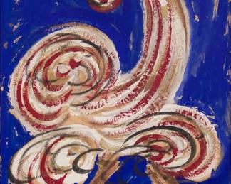 110 Jesús Reyes (Chucho) Ferreira (1882-1977, Mexican) Rooster Acrylic and gouache on tissue paper Signed lower right: J. Reyes Ferreira Sight: 29.25" H x 19" W Estimate: $3,000 - $5,000